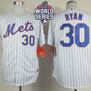 Mets #30 Nolan Ryan White(Blue Strip) Home Cool Base W 2015 World Series Patch Stitched Jersey