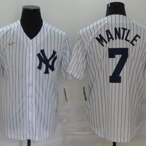 New York Yankees #7 Mickey Mantle New White Throwback Cool Base Stitched Jersey
