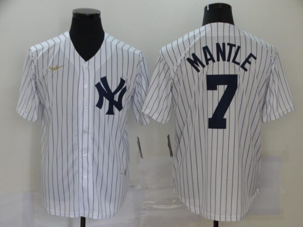 New York Yankees #7 Mickey Mantle New White Throwback Cool Base Stitched Jersey