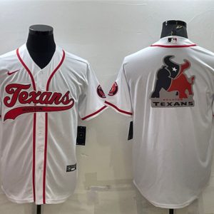 Houston Texans White Team Big Logo With Patch Cool Base Stitched Baseball Jersey