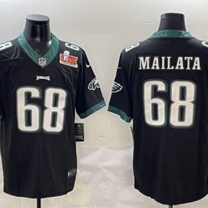 Philadelphia Eagles #68 Jordan Mailata Black 2025 Super Bowl LIX Patch Vapor Untouchable Limited Stitched Jersey