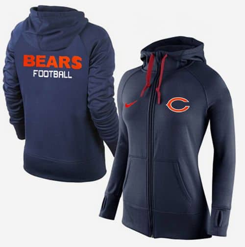 Nike Chicago Bears Full-Zip Performance Hoodie Dark Blue