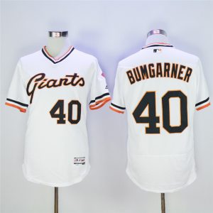 San Francisco Giants #40 Madison Bumgarner White Throwback Flexbase Stitched Jersey