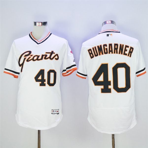 San Francisco Giants #40 Madison Bumgarner White Throwback Flexbase Stitched Jersey