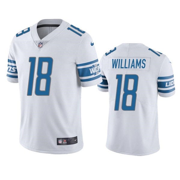 Detroit Lions #18 Jameson Williams White Vapor Untouchable Limited Stitched Jersey