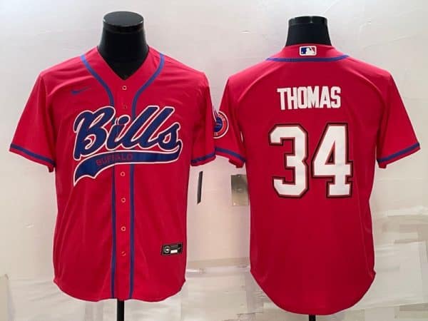 Buffalo Bills #34 Thurman Thomas Red With Patch Cool Base Stitched Jersey