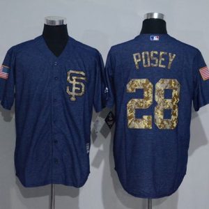 Giants #28 Buster Posey Denim Blue Salute To Service Stitched Jerseys