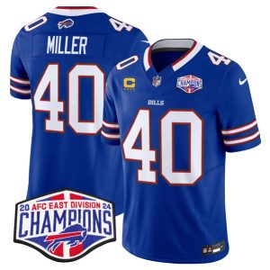 Buffalo Bills #40 Von Miller Royal 2024-25 F.U.S.E. AFC East Division Champions With 4-Star C Patch Limited Stitched Jersey