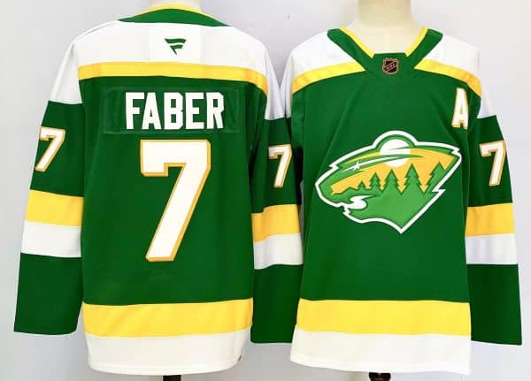 Minnesota Wild #7 Brock Faber Green 2024-25 Alternate With A Patch Stitched Jersey