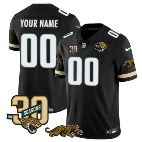 Jacksonville Jaguars Custom Black F.U.S.E. With 30th Seasons Patch Vapor Limited Stitched Jersey