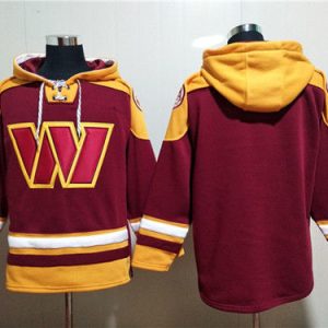 Washington Commanders Blank Burgundy Lace-Up Pullover Hoodie