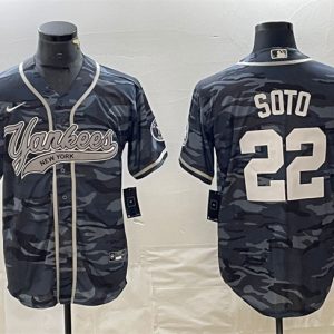 New York Yankees #22 Juan Soto Gray Camo Cool Base Stitched Jersey