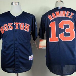 Red Sox #13 Hanley Ramirez Dark Blue Cool Base Stitched Jersey
