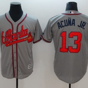 Atlanta Braves #13 Ronald Acuna Jr Grey Flexbase Stitched Jersey