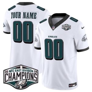 Philadelphia Eagles Custom White 2024 New NFC East Champions F.U.S.E. Vapor Untouchable Limited Stitched Jersey