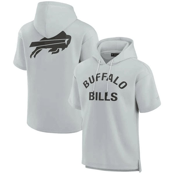 Buffalo Bills Gray Super Soft Fleece Short Sleeve Hoodie