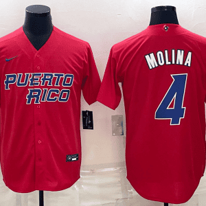 Puerto Rico #4 Yadier Molina 2023 Red World Classic Stitched Jersey