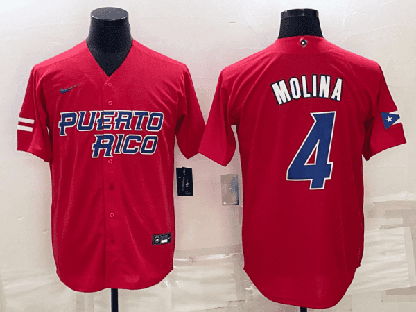 Puerto Rico #4 Yadier Molina 2023 Red World Classic Stitched Jersey