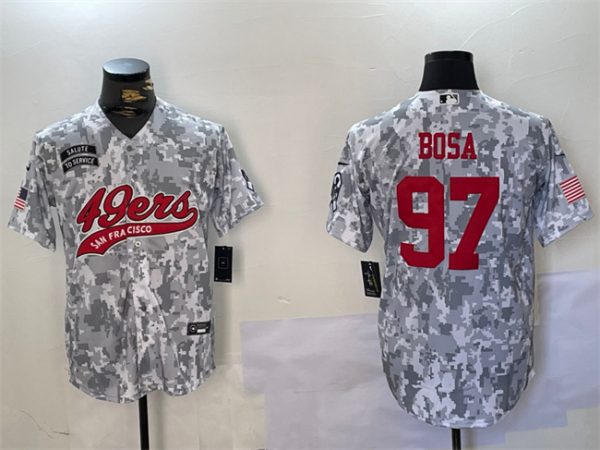 San Francisco 49ers #97 Nick Bosa 2024 Arctic Camo Salute To Service Stitched Jersey