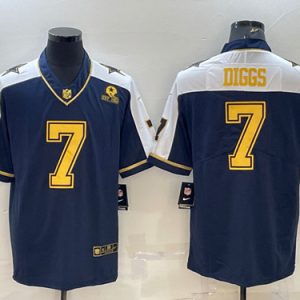 Dallas Cowboys #7 Trevon Diggs Navy Gold Edition With 1960 Patch Limited Stitched Football Jersey