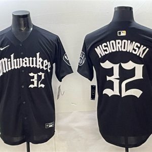 Milwaukee Brewers #32 Jacob Misiorowski Black 'Gothic 414 Shadows Edition' Vapor Premier Limited Stitched Jersey