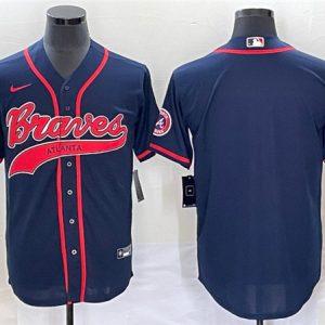Atlanta Braves Blank Navy Cool Base With Patch Stitched Jersey