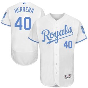 Royals #40 Kelvin Herrera White Flexbase Authentic Collection 2016 Father's Day Stitched Jersey