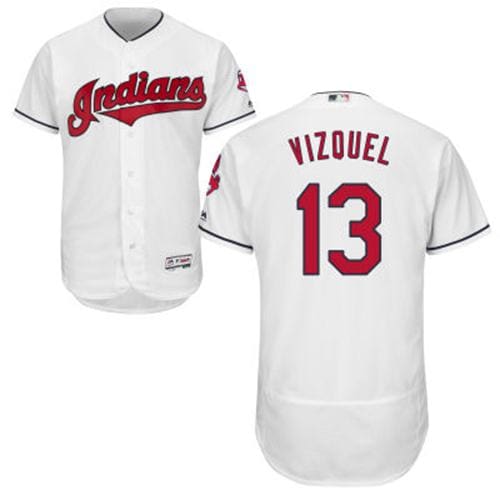 Indians #13 Omar Vizquel White Flexbase Authentic Collection Stitched Jersey