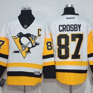 Penguins #87 Sidney Crosby White New Away Stitched Jersey