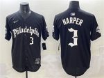 Philadelphia Phillies #3 Bryce Harper Black Gothic Vapor Limited Stitched Jersey