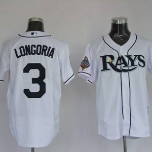 Rays #3 Evan Longoria Stitched White Jersey
