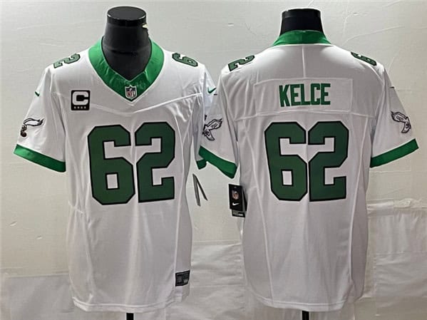 Philadelphia Eagles #62 Jason Kelce White 2023 F.U.S.E. With C Patch Vapor Untouchable Stitched Jersey