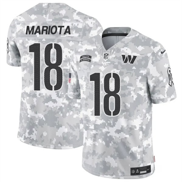 Washington Commanders #18 Marcus Mariota Arctic Camo 2024 F.U.S.E. Salute To Service Limited Stitched Jersey