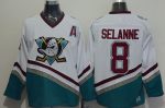 Ducks #8 Teemu Selanne White CCM Throwback Stitched Jersey