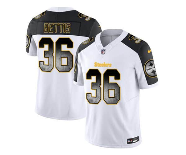 Pittsburgh Steelers #36 Jerome Bettis White Black 2023 F.U.S.E. Smoke Vapor Untouchable Limited Stitched Jersey