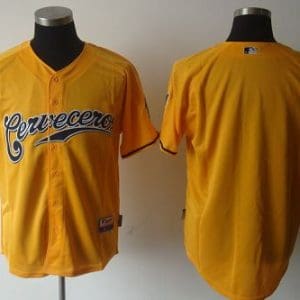 Brewers Blank Yellow Cerveceros Cool Base Stitched Jersey