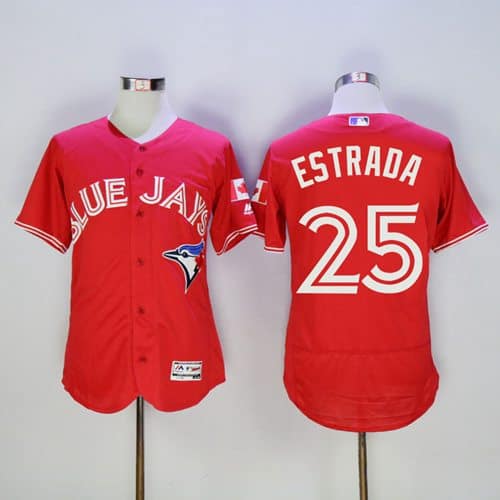 Blue Jays #25 Marco Estrada Red Flexbase Authentic Collection Canada Day Stitched Jersey