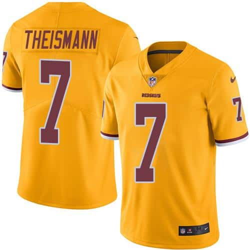 Redskins #7 Joe Theismann Gold Stitched Limited Rush Nike Jersey