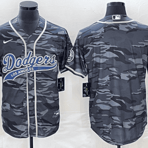 Los Angeles Dodgers Blank Gray Camo Cool Base With Patch Stitched Jersey