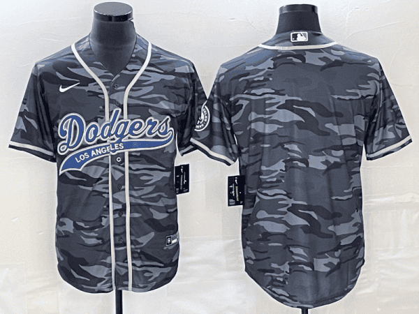 Los Angeles Dodgers Blank Gray Camo Cool Base With Patch Stitched Jersey