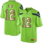 Seahawks #12 Fan Green Stitched Limited Gold Rush Nike Jersey