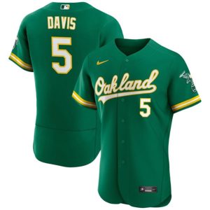 Oakland Athletics #5 J.D. Davis Green Flex Base Stitched Jersey
