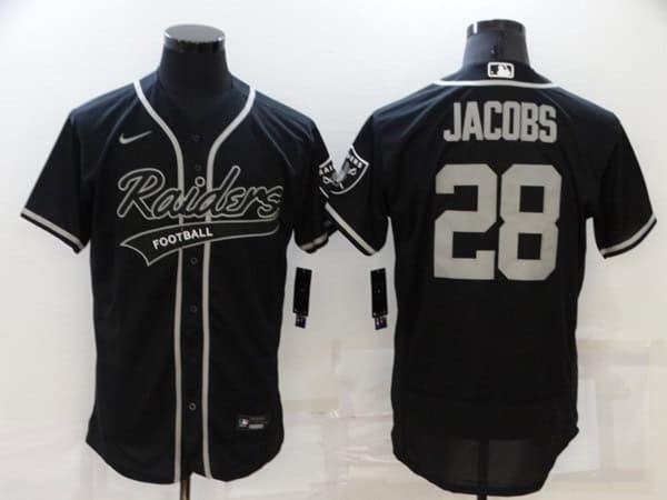 Las Vegas Raiders #28 Josh Jacobs Black Flex Base Stitched Jersey