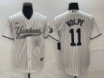 New York Yankees #11 Anthony Volpe White With Patch Cool Base Stitched Jersey
