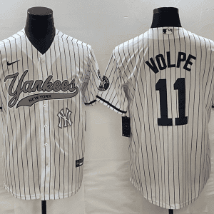 New York Yankees #11 Anthony Volpe White With Patch Cool Base Stitched Jersey