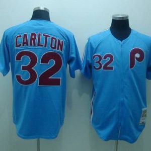 Mitchell And Ness Phillies #32 Steve Carlton Stitched Blue Throwback Jersey