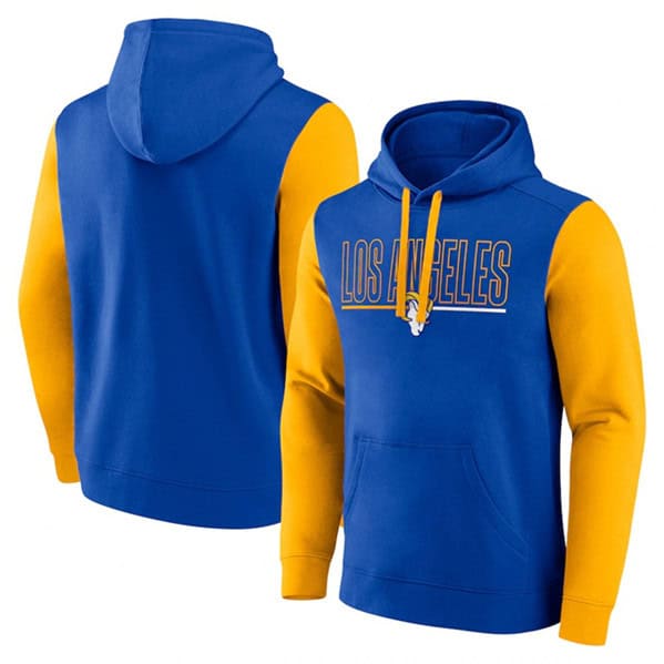 Los Angeles Rams Royal Gold Outline Pullover Hoodie