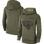 Jacksonville Jaguars Olive Salute To Service Team Logo Performance Pullover NFL Hoodie