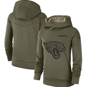 Jacksonville Jaguars Olive Salute To Service Team Logo Performance Pullover NFL Hoodie