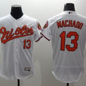 Orioles #13 Manny Machado White Flexbase Authentic Collection Stitched Jersey